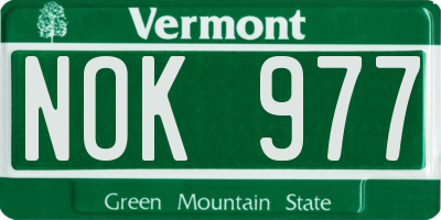VT license plate NOK977