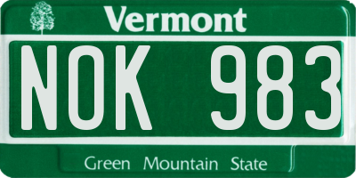 VT license plate NOK983