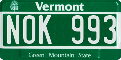 VT license plate NOK993