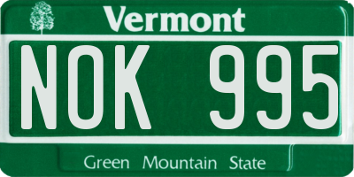 VT license plate NOK995
