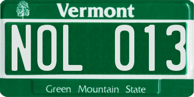 VT license plate NOL013