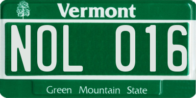 VT license plate NOL016