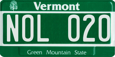 VT license plate NOL020