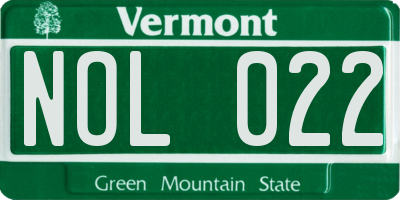 VT license plate NOL022