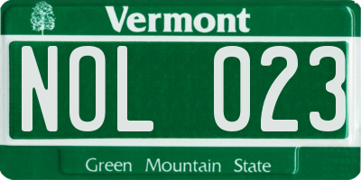 VT license plate NOL023
