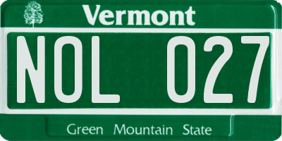 VT license plate NOL027