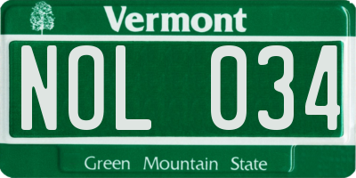 VT license plate NOL034