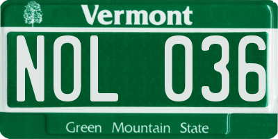VT license plate NOL036