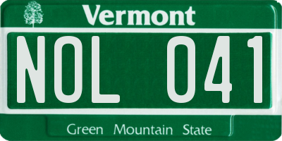 VT license plate NOL041