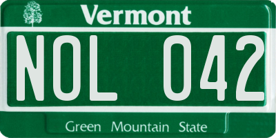 VT license plate NOL042