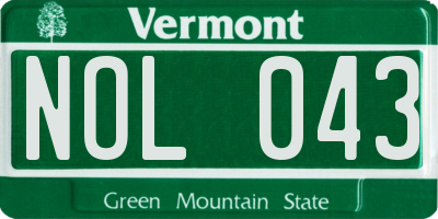 VT license plate NOL043