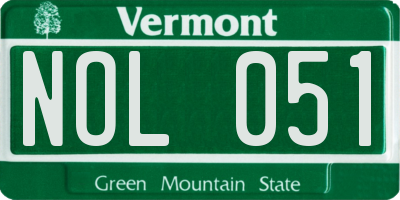 VT license plate NOL051