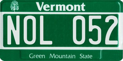 VT license plate NOL052