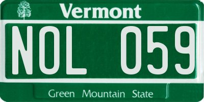 VT license plate NOL059