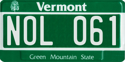 VT license plate NOL061