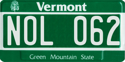 VT license plate NOL062