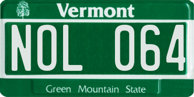 VT license plate NOL064