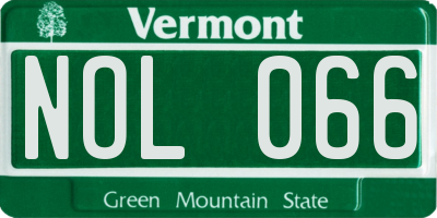 VT license plate NOL066