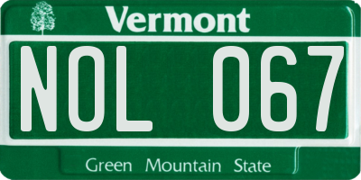 VT license plate NOL067