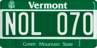 VT license plate NOL070