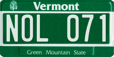 VT license plate NOL071