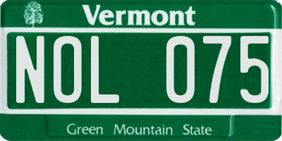 VT license plate NOL075