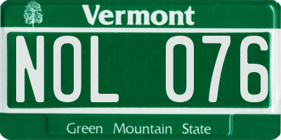 VT license plate NOL076