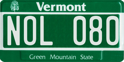 VT license plate NOL080