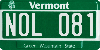 VT license plate NOL081