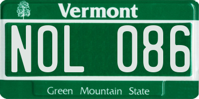 VT license plate NOL086