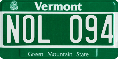 VT license plate NOL094