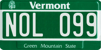 VT license plate NOL099