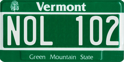 VT license plate NOL102