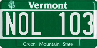 VT license plate NOL103
