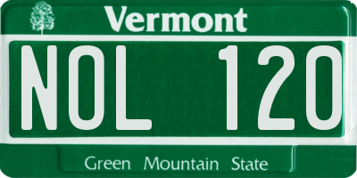 VT license plate NOL120