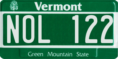 VT license plate NOL122