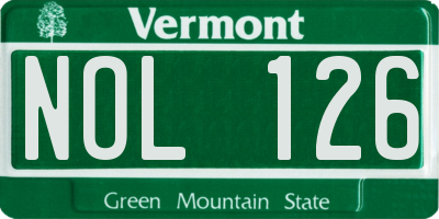 VT license plate NOL126