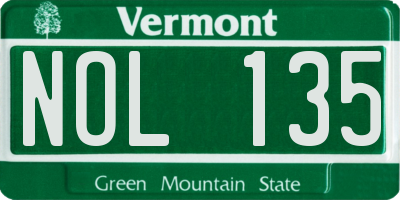 VT license plate NOL135
