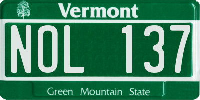 VT license plate NOL137