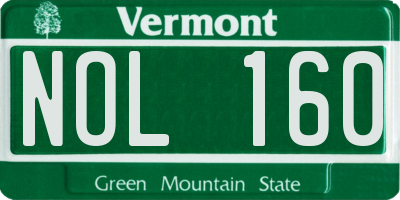 VT license plate NOL160