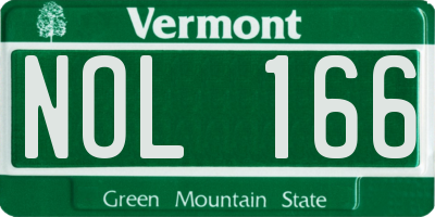 VT license plate NOL166