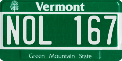 VT license plate NOL167