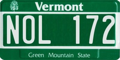 VT license plate NOL172