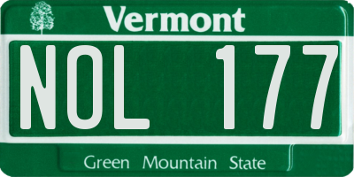 VT license plate NOL177