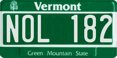 VT license plate NOL182