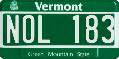 VT license plate NOL183