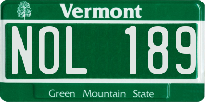 VT license plate NOL189