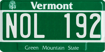 VT license plate NOL192