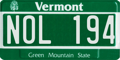 VT license plate NOL194