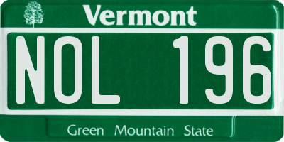 VT license plate NOL196